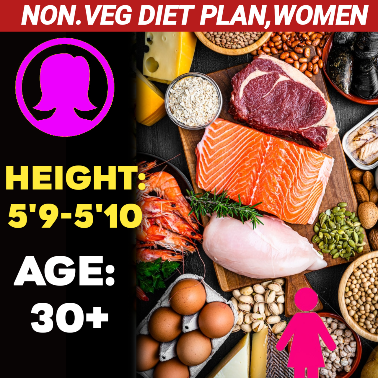 Height:5'9-5'10,Age:30+, Nonveg WEIGHT LOSS DIET PLAN for WOMEN.