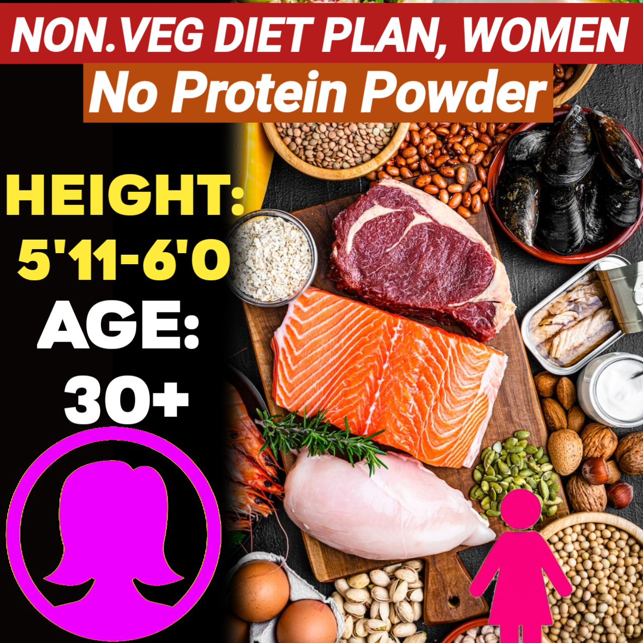 Height:5'11-6'0,Age: 30+,NonVeg. NO PROTEIN POWDER Weight LOSS DIET PLAN for WOMEN.