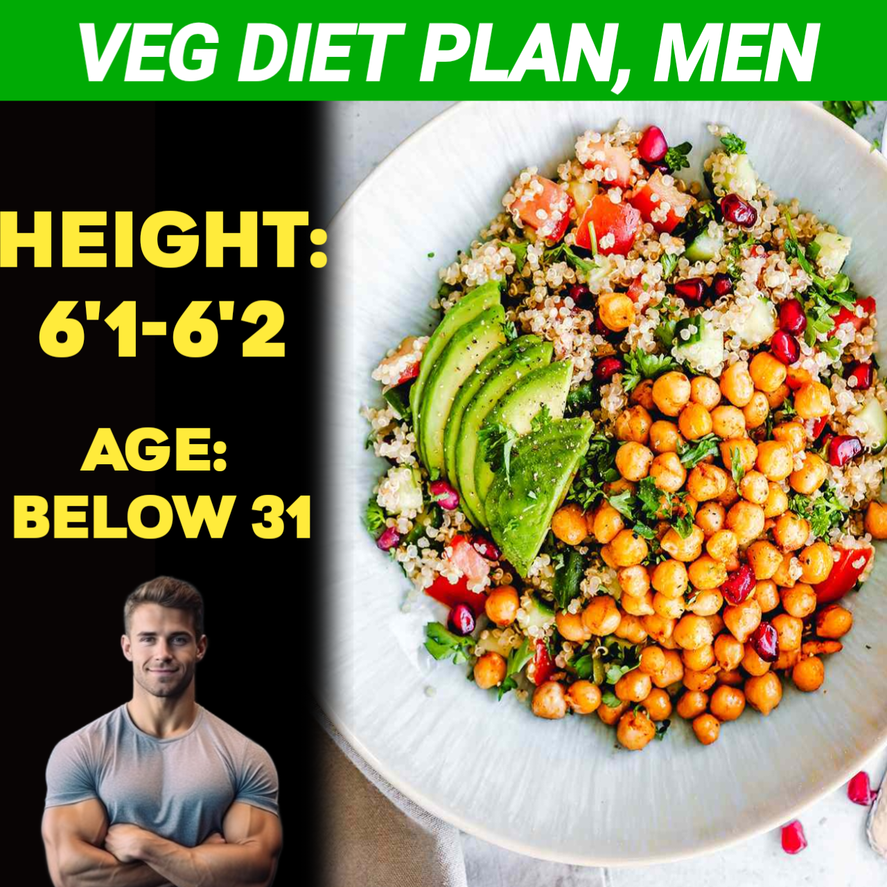 Height:6'1-6'2,Age:below31, Veg Weight Loss Diet Plan for Men