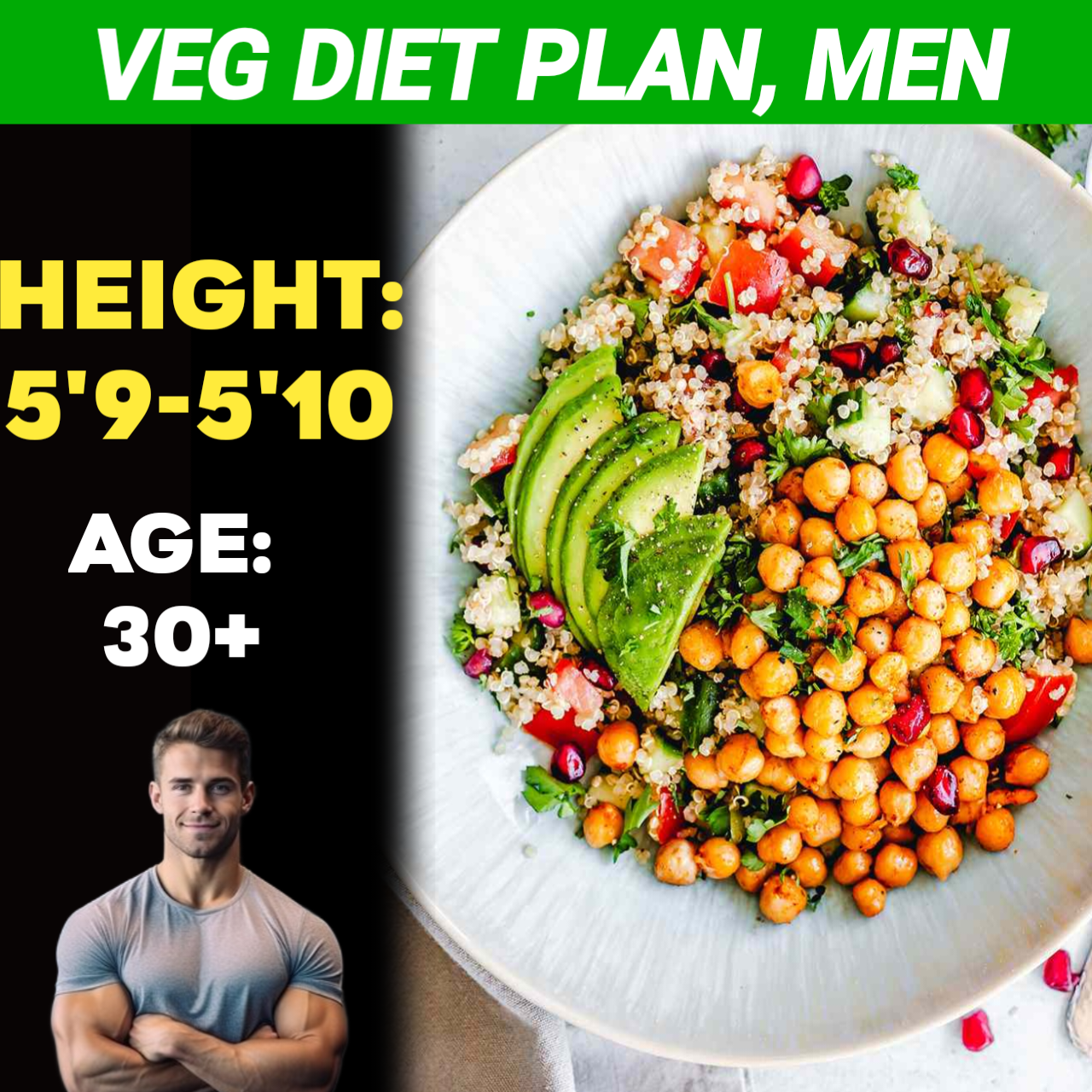 Height:5'9-5'10,Age:30+, Veg. Weight Loss Diet Plan for Men.