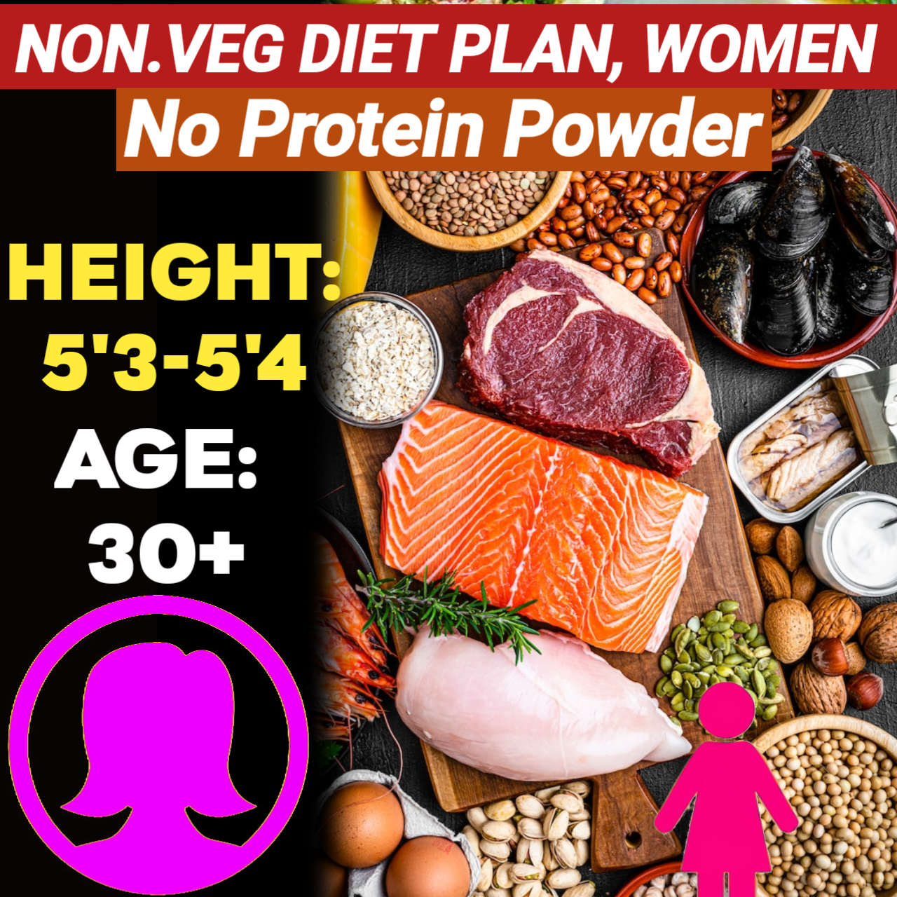 Height:5'3-5'4,Age: 30+,NonVeg. NO PROTEIN POWDER Weight LOSS DIET PLAN for WOMEN.
