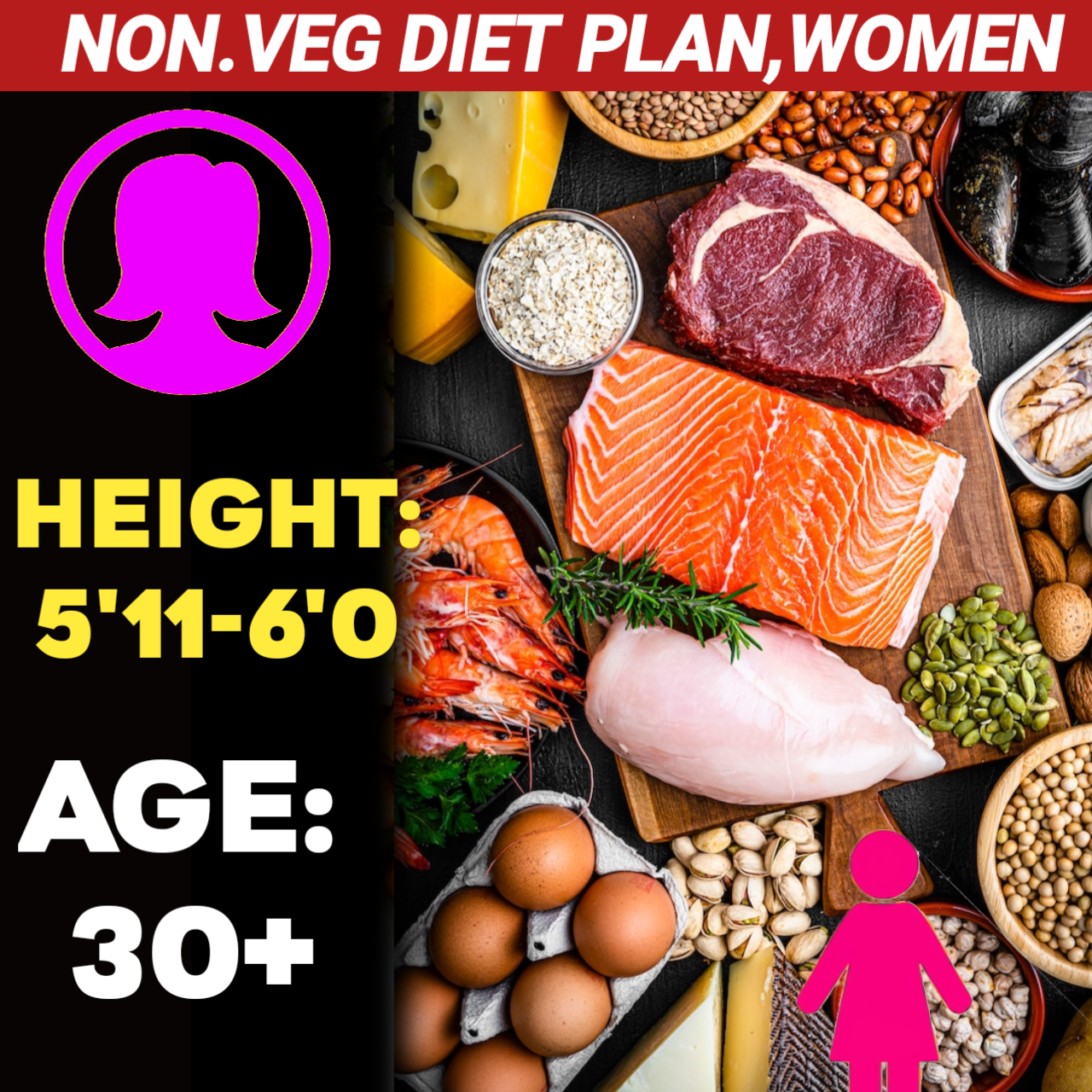 Height:5'11-6'0,Age:30+, Nonveg WEIGHT LOSS DIET PLAN for WOMEN.