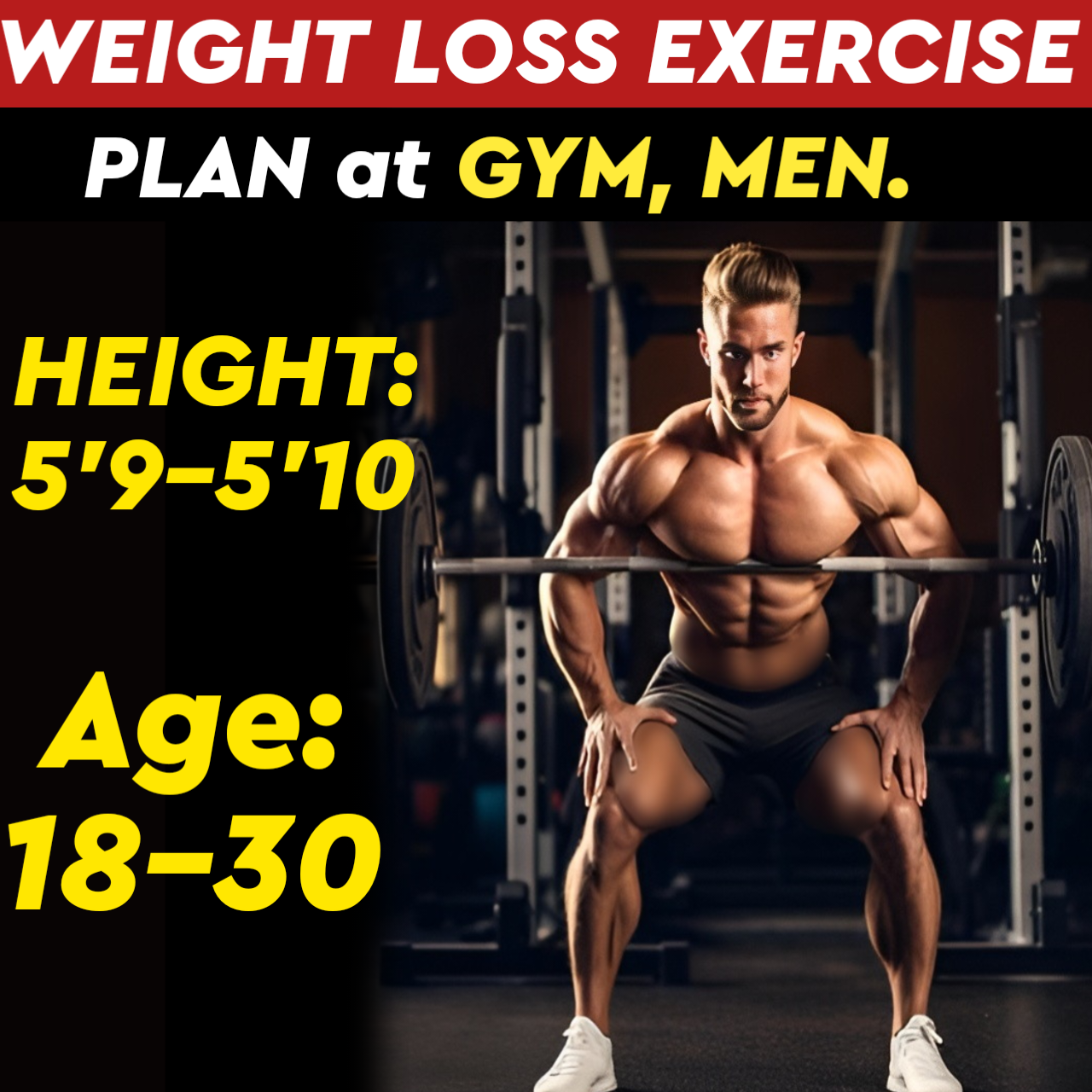 Height:5'9-5'10,Age: Below31, WEIGHT LOSS EXERCISE PLAN for Men at GYM.