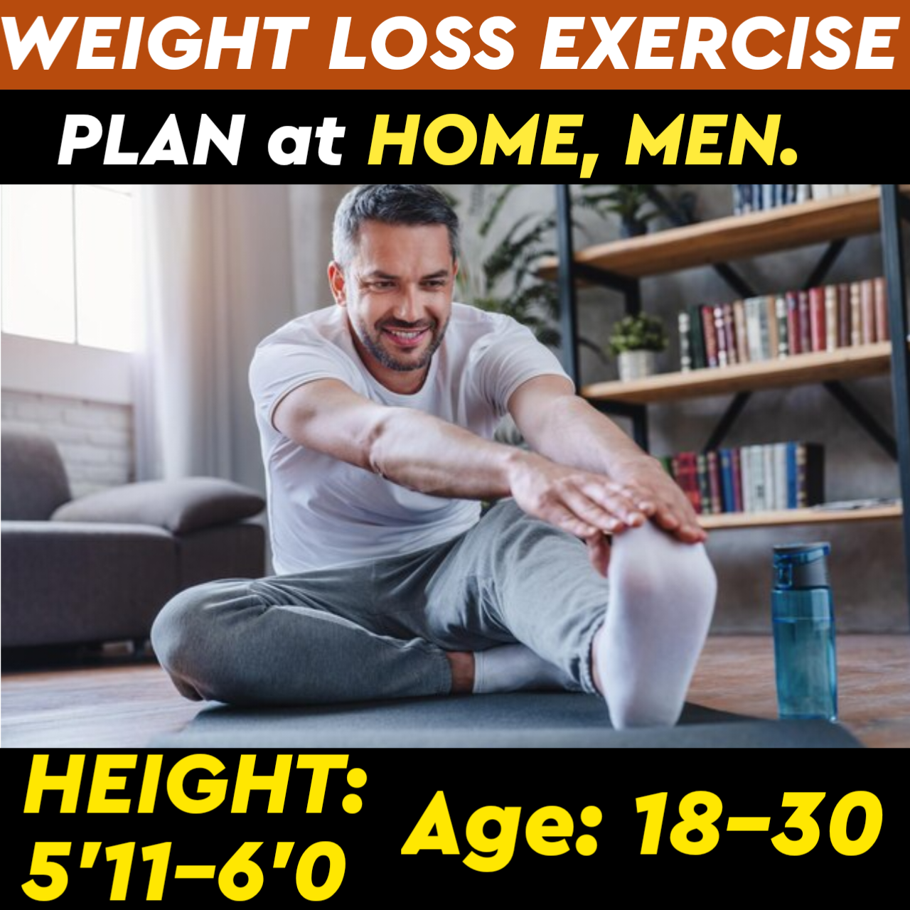 Height:5'11-6'0,Age: Below31,WEIGHT LOSS EXERCISE PLAN for Men at HOME.