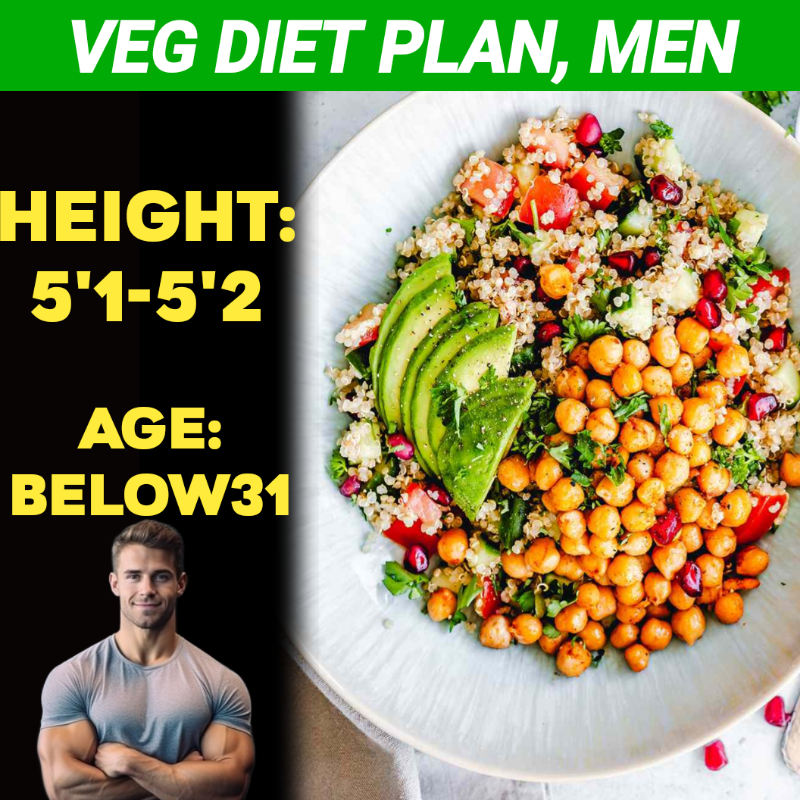 Height:5'1"-5'2",Age:below 31,VEG. WEIGHT LOSS DIET PLAN ,MEN.