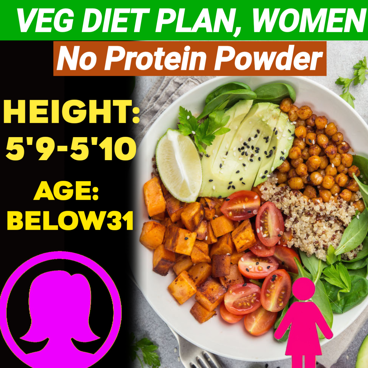 Height:5'9-5'10,Age: below31+,Veg. NO PROTEIN POWDER Weight LOSS DIET PLAN for WOMEN.
