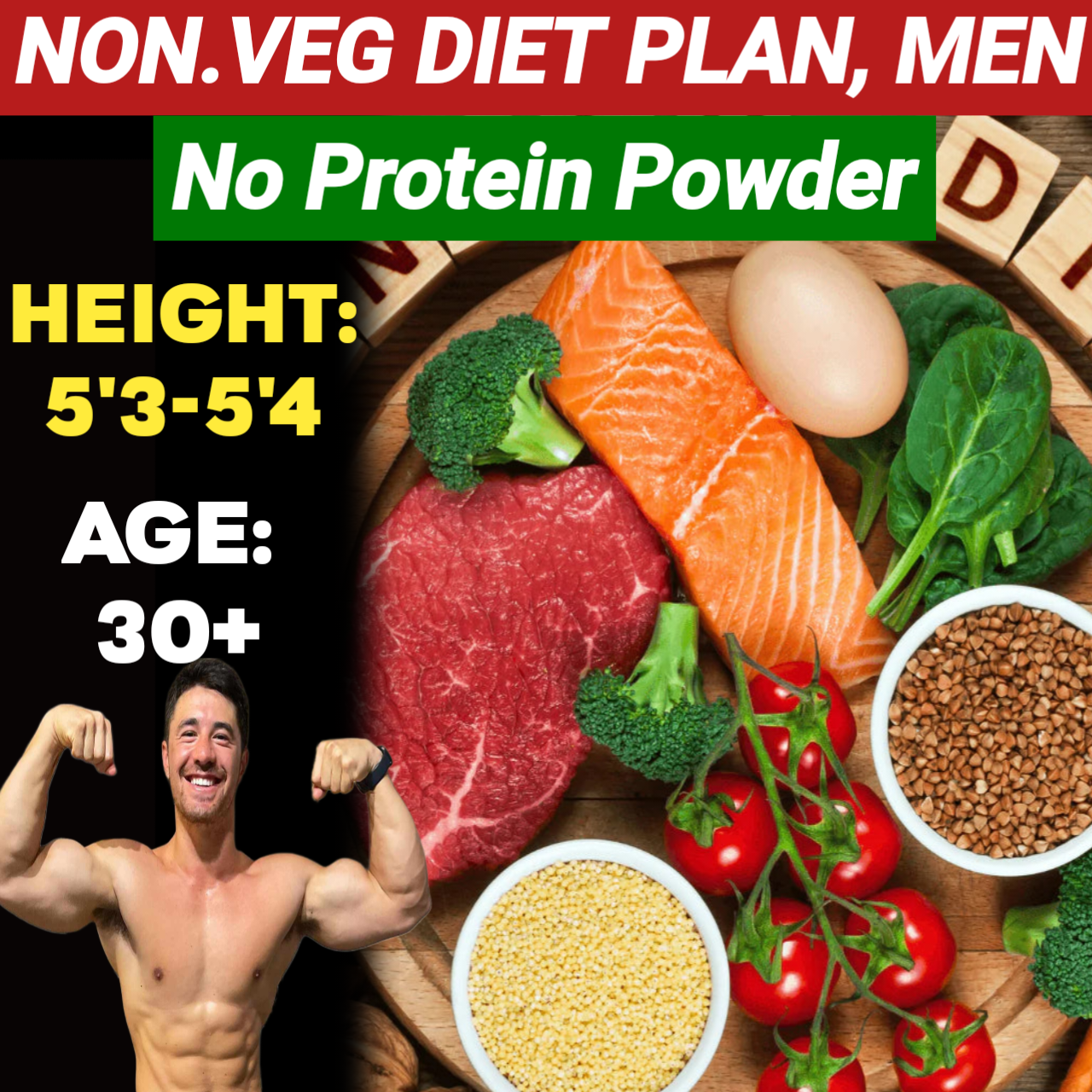Height:5'3-5'4,Age: 30+,NonVeg. NO PROTEIN POWDER Weight LOSS DIET PLAN for MEN.