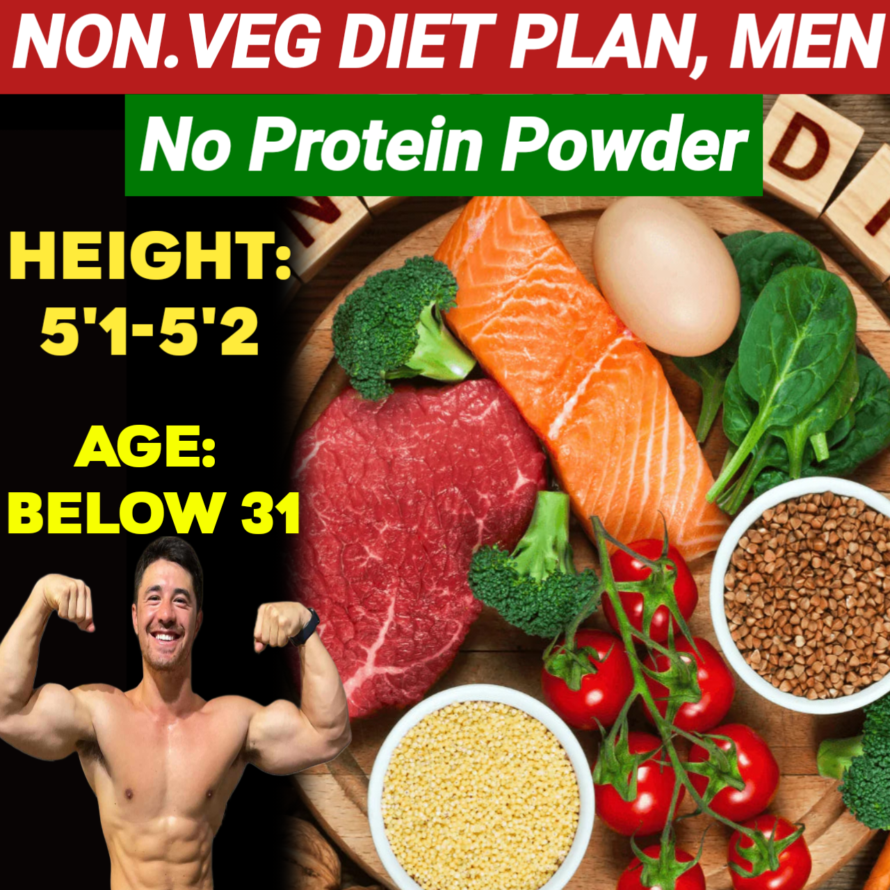 Height:5'1-5'2,Age: below31,NonVeg. NO PROTEIN POWDER Weight LOSS DIET PLAN for MEN.