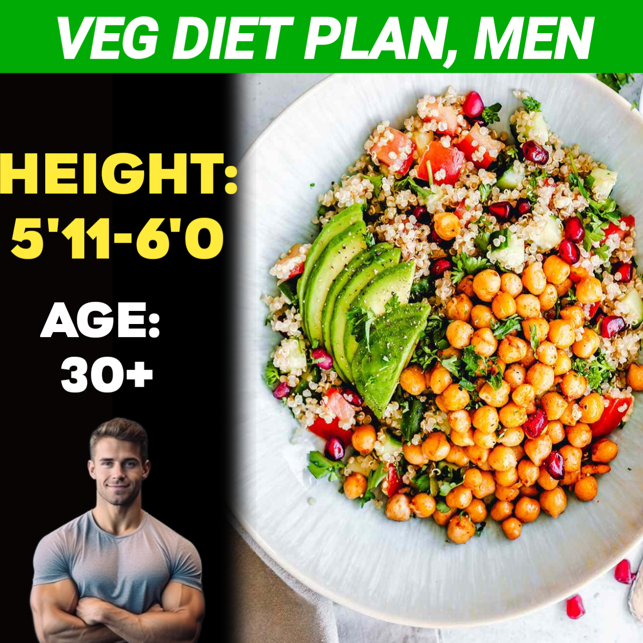 Height:5'11-6'0, Age:30+, Veg Weight Loss Diet Plan for Men.
