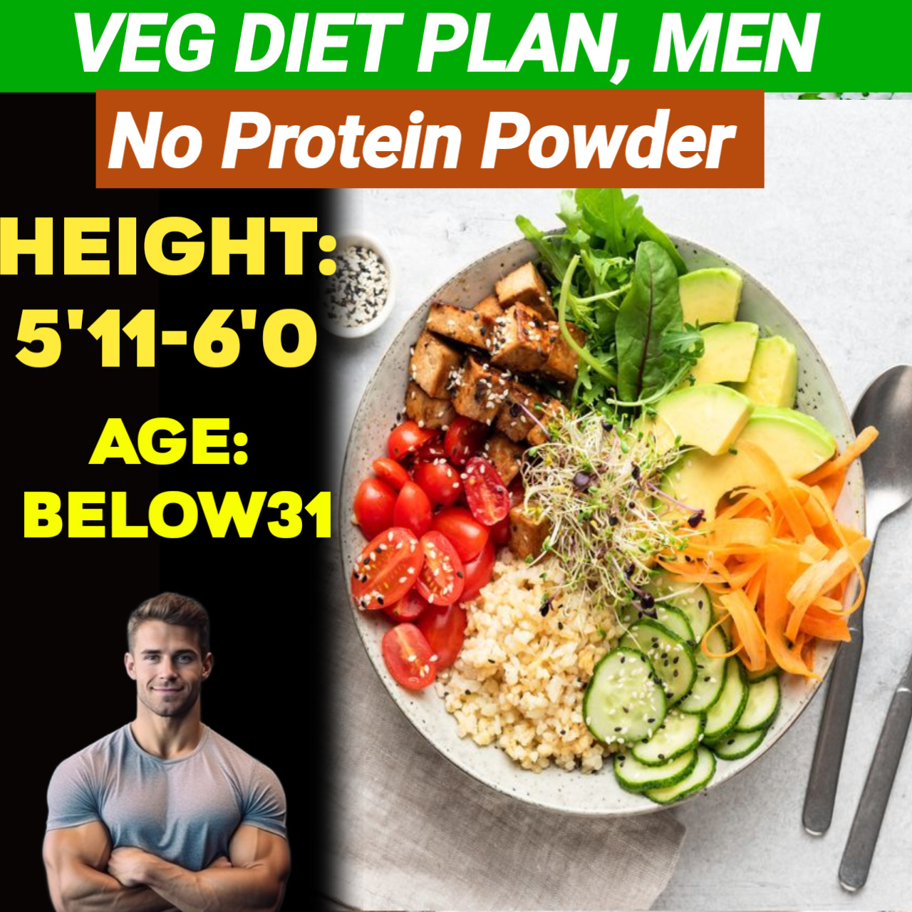 Height:5'11-6'0,Age: below31,Veg. NO PROTEIN POWDER Weight LOSS DIET PLAN for MEN.