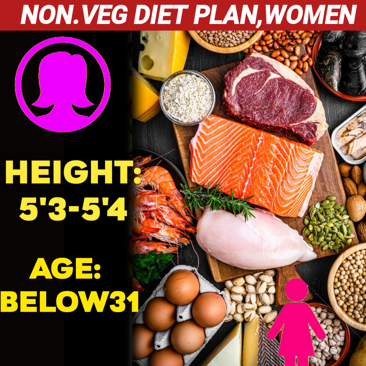 Height:5'3-5'4,Age:below31, Nonveg WEIGHT LOSS DIET PLAN for WOMEN.