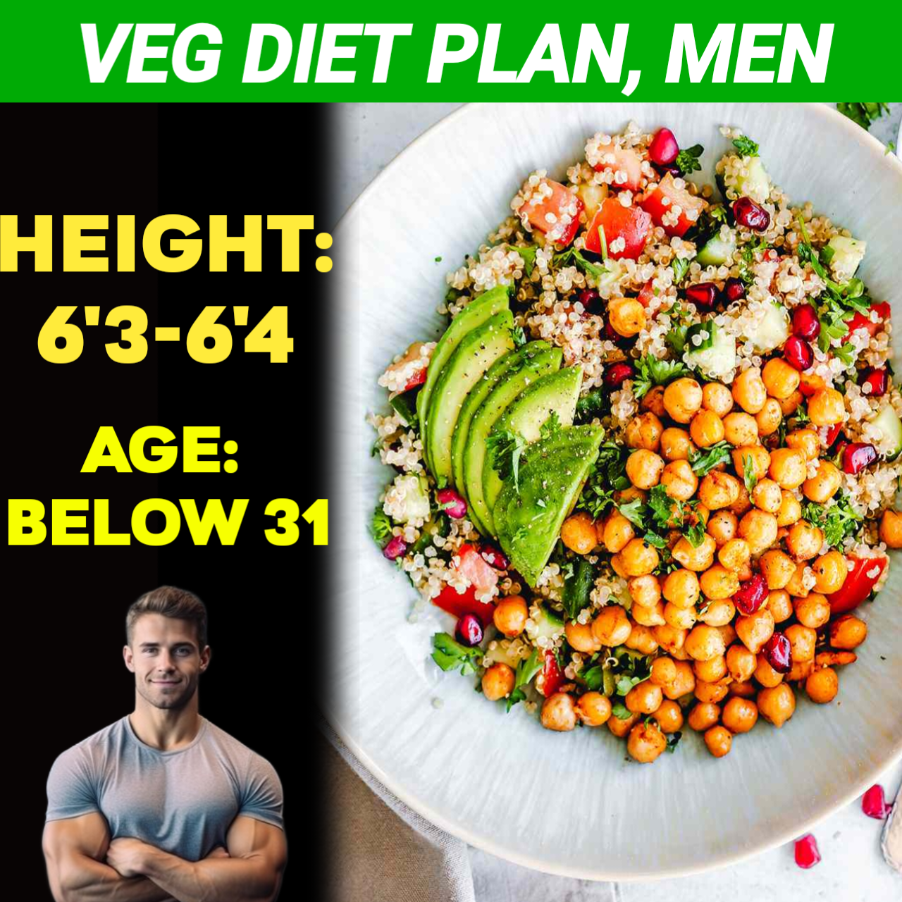 Height:6'3-6'4,Age:below31, Veg. Weight Loss Diet Plan for Men.