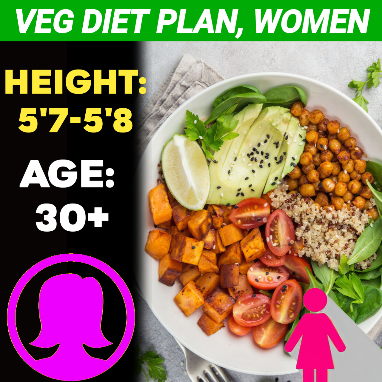 Height:5'7-5'8, Age:30+, VEG WEIGHT LOSS DIET PLAN for WOMEN.
