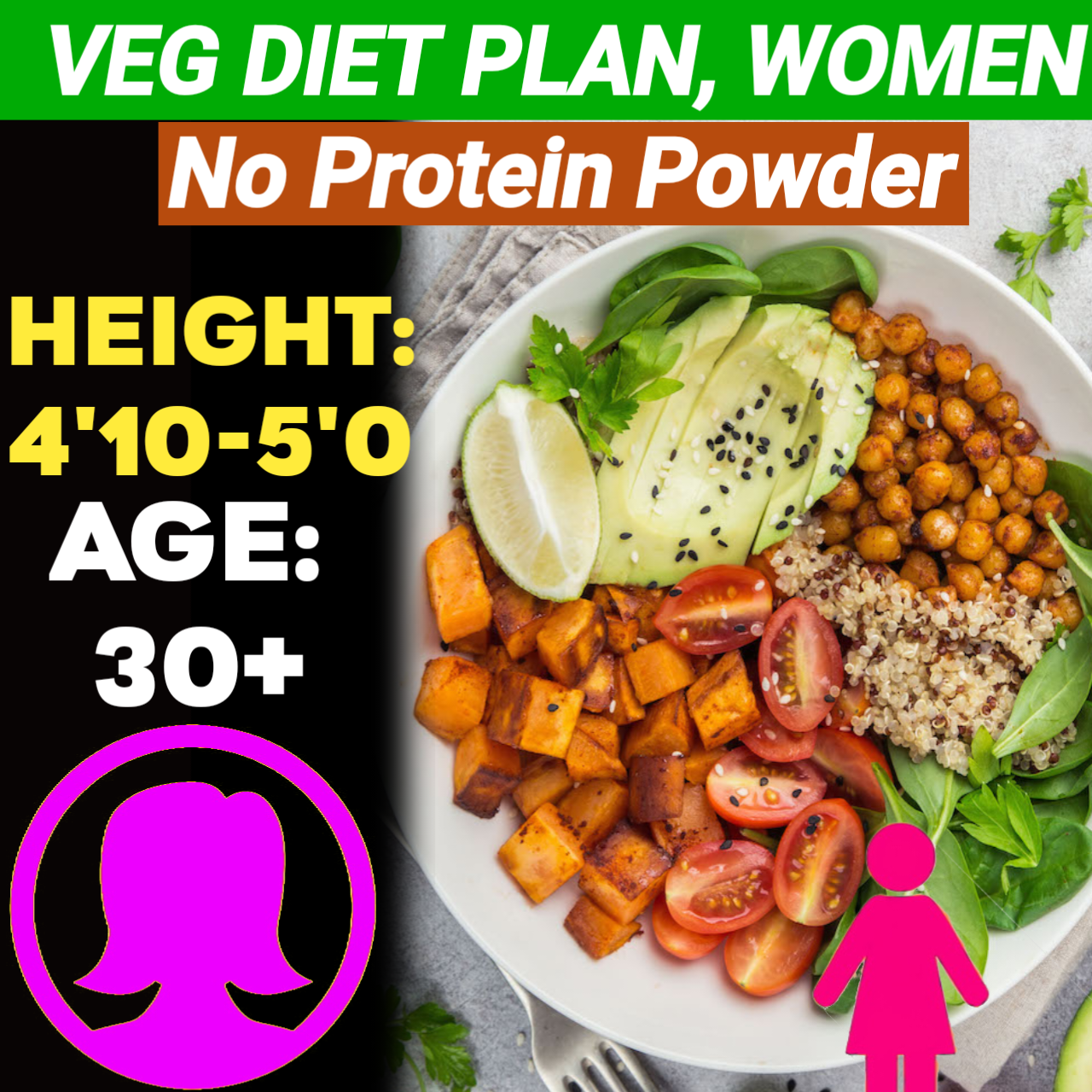 Height:4'10-5'0,Age: 30+,Veg. NO PROTEIN POWDER Weight LOSS DIET PLAN for WOMEN.