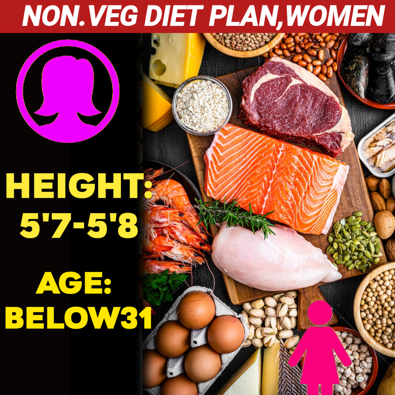 Height:5'7-5'8,Age:below31, Nonveg WEIGHT LOSS DIET PLAN for WOMEN.