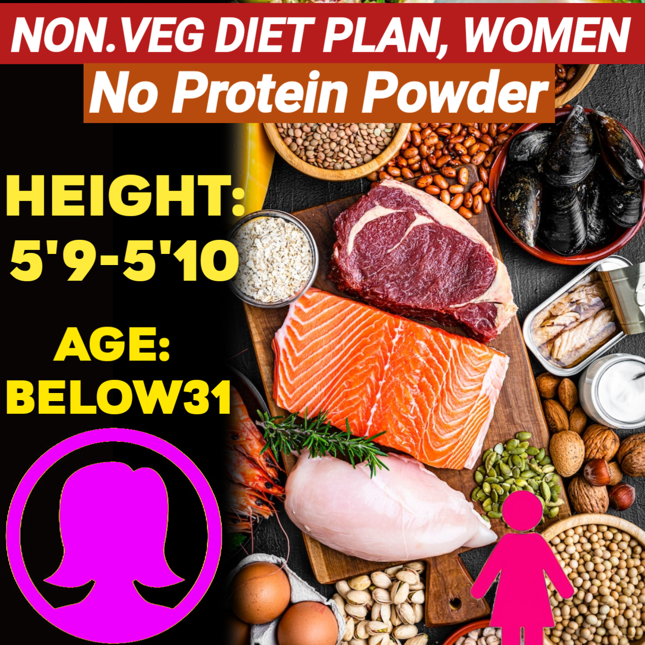 Height:5'9-5'10,Age: below31,NonVeg. NO PROTEIN POWDER Weight LOSS DIET PLAN for WOMEN.