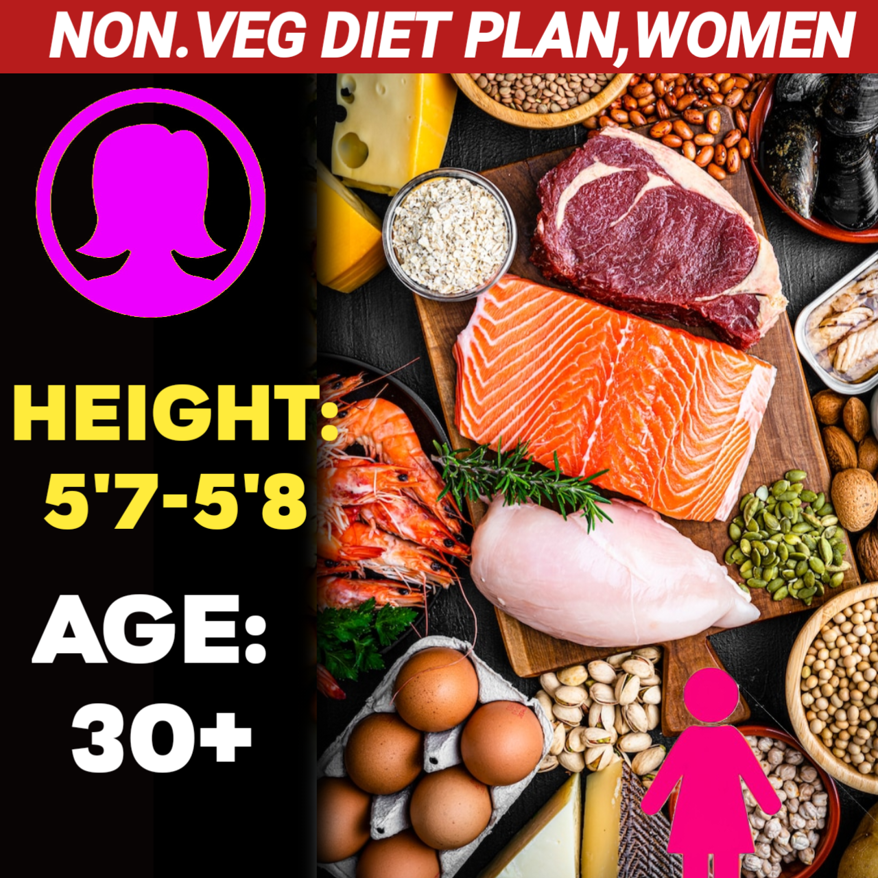 Height:5'7-5'8,Age:30+, Nonveg WEIGHT LOSS DIET PLAN for WOMEN.